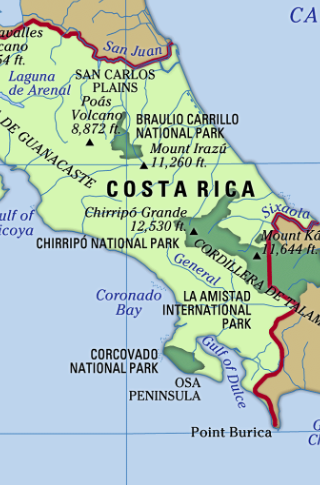 map of costa rica, encyclopedia britannica, 1998