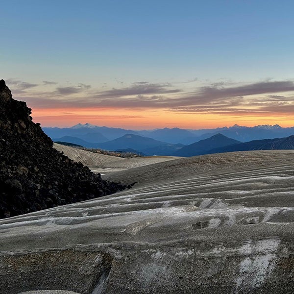 View of the Andes  mountain range from Cordón Caulle volcano in Chile