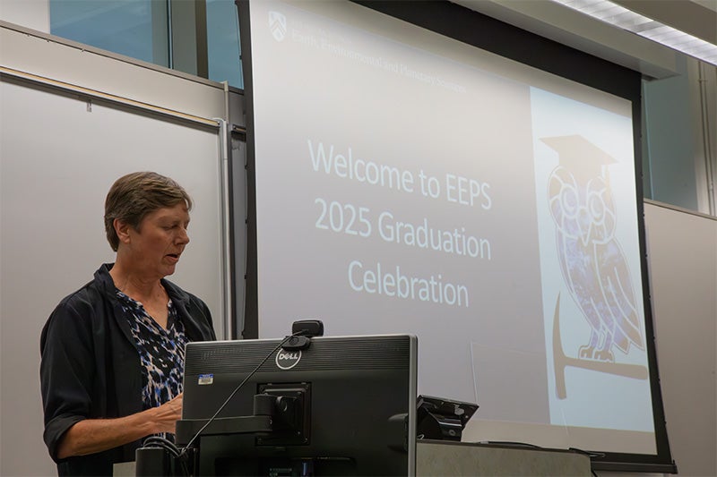 Julia Morgan presents the 2025 EEPS graduates and award winners