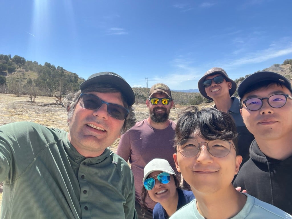 Rice geophysics professor Jonathan Ajo-Franklin and his lab group in the field