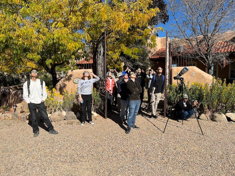 EEPS 332 class with eclipse viewing glasses in Albuquerque, NM