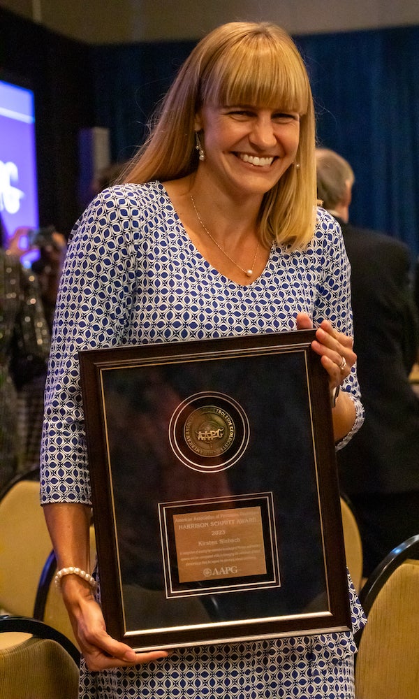 Kirste Siebach with Harrison Schmitt award