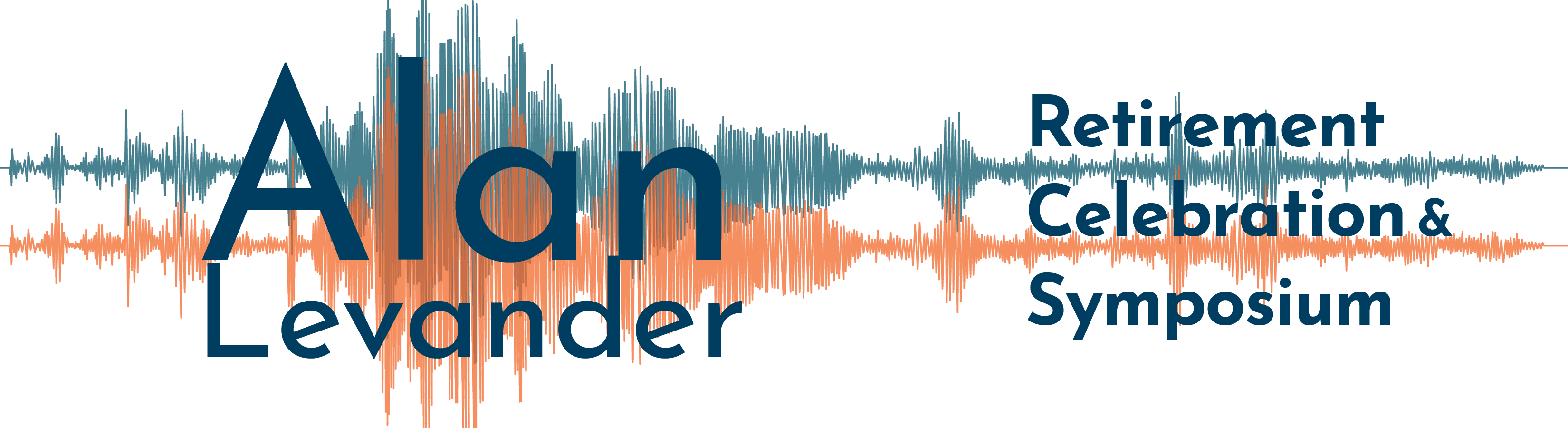 Banner showing seismic wave form and text spelling out Alan Levander and retirement celebration and symposium